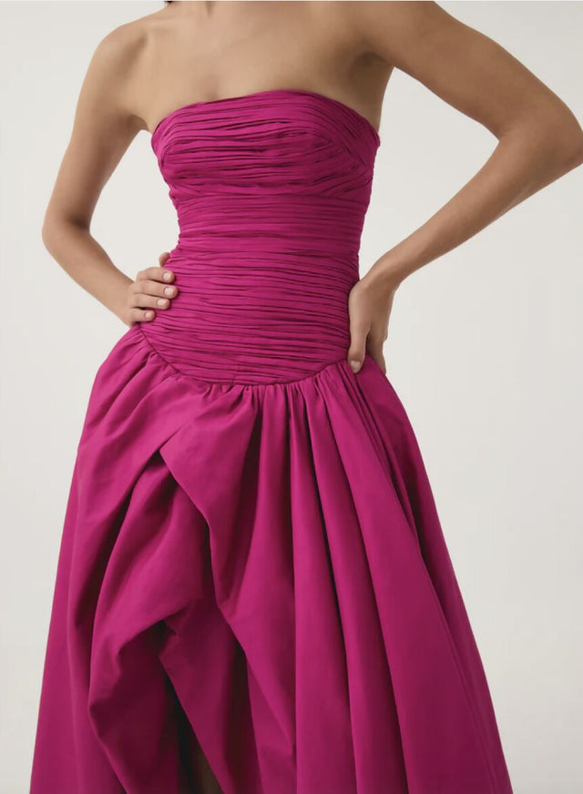 Aje Violette Bubble Hem Maxi Dress Magenta 6,8,10 - Dresses