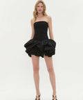 AJE Violette Bubble Hem Mini Dress - 10 / Black - Dresses