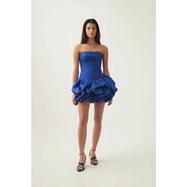 Aje Violette Bubble Hem Mini Dress Cobalt Size 8 - 8 / Blue - Dresses