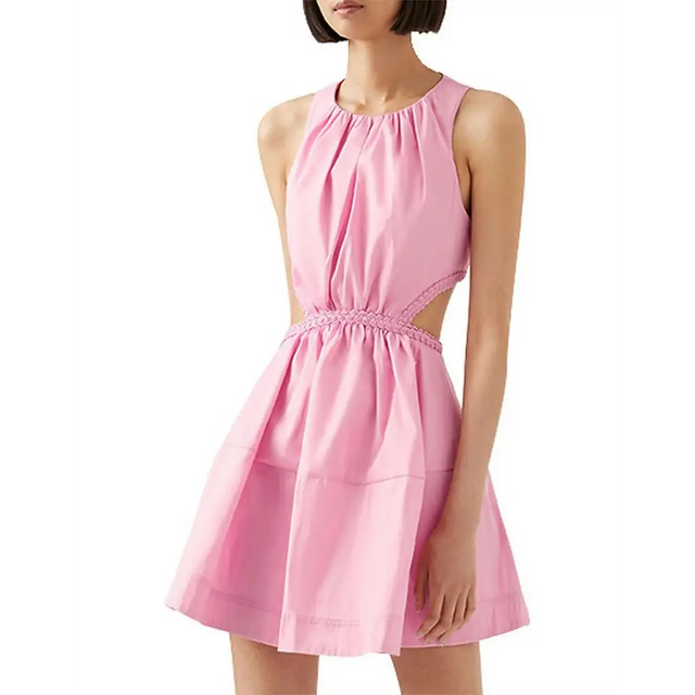 Aje Voyage Braided Cut Out Mini Dress - 8 / Pink - Dresses