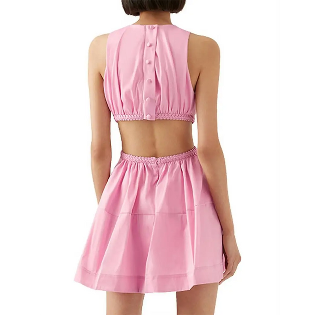 Aje Voyage Braided Cut Out Mini Dress - 8 / Pink - Dresses