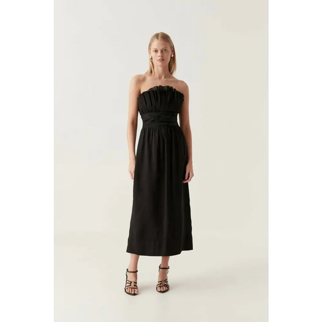 Aje Whisper Knot Waist Midi Dress Black Size 8 - 8 / Black - Dresses