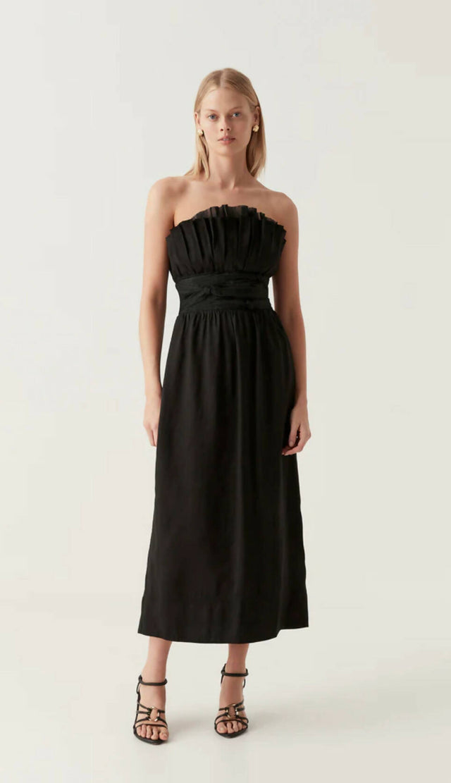 Aje Whisper Knot Waist Strapless Midi Dress Black Size 10 - 10 / Black - Dresses