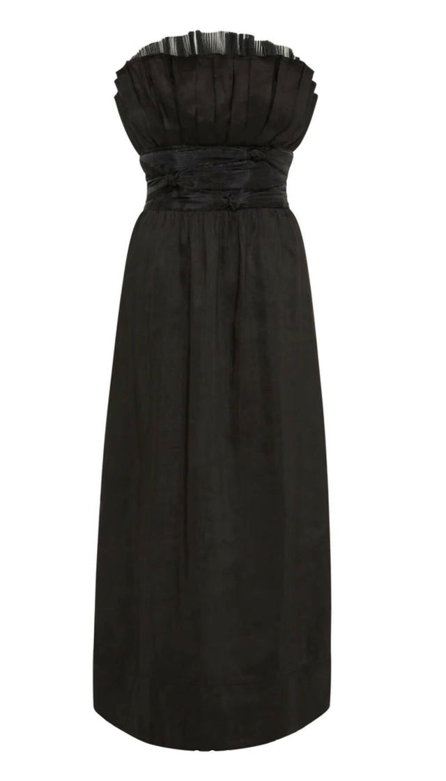 Aje Whisper Knot Waist Strapless Midi Dress Black Size 10 - 10 / Black - Dresses