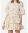 AJE - Aje White and Yellow Mimosa Broderie Frill Mini Dress