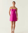 Aje Zayla Strapless Mini Dress Deep Magenta - 10 / Pink - Dresses