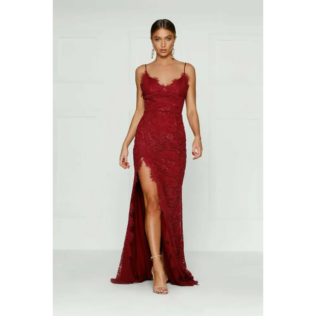Alamour The Label Layali Lace Gown - 10 / Red - Dresses