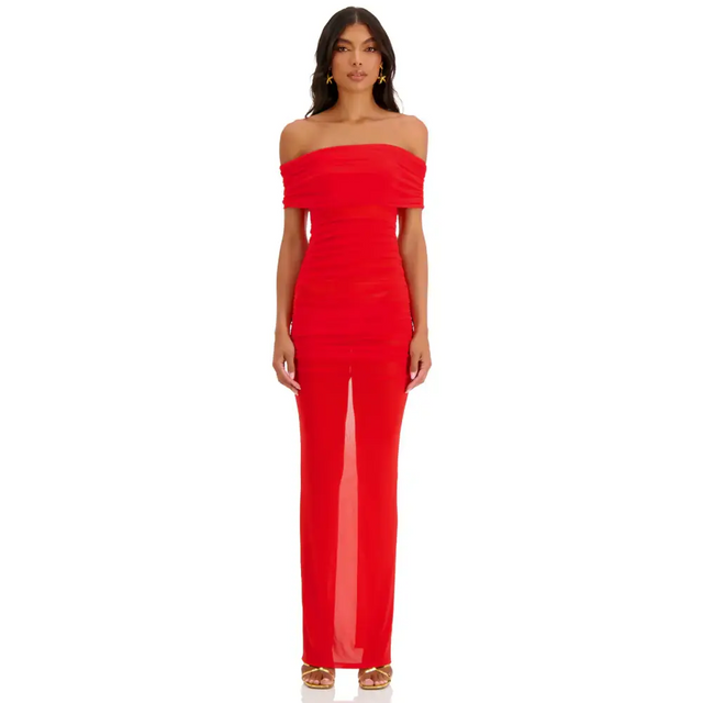 Alamour The Label Nera Off Shoulder Dress - 6 / Red - Dresses