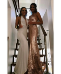 Alamour The Label Rose Gold Long Sequin Gown - 8 / Pink - Dresses