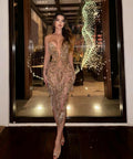 Albina Dyla Gold Tassle Midi Dress - 8 / Gold - Dresses