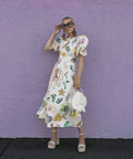 Alemais Adella Atlantis-Print Linen-Voile Midi Dress - 12 / Print - Dresses