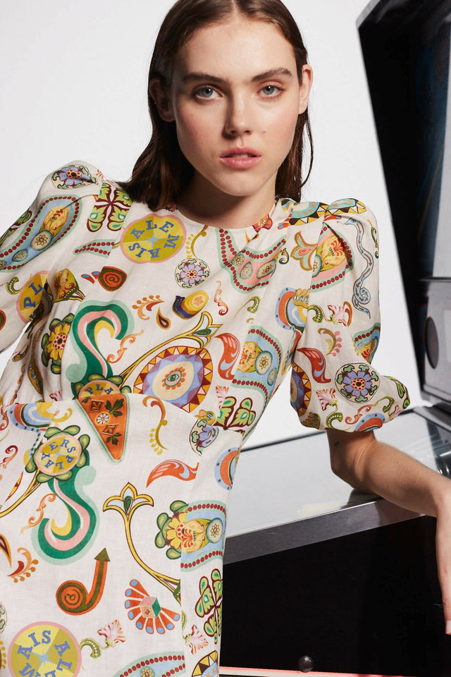 Alemais Arcade Midi Dress Multi Size AU 16 - 16 / Print - Dresses