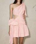 Alemais Aria One Shoulder Mini Dress - 10 / Pink - Dresses
