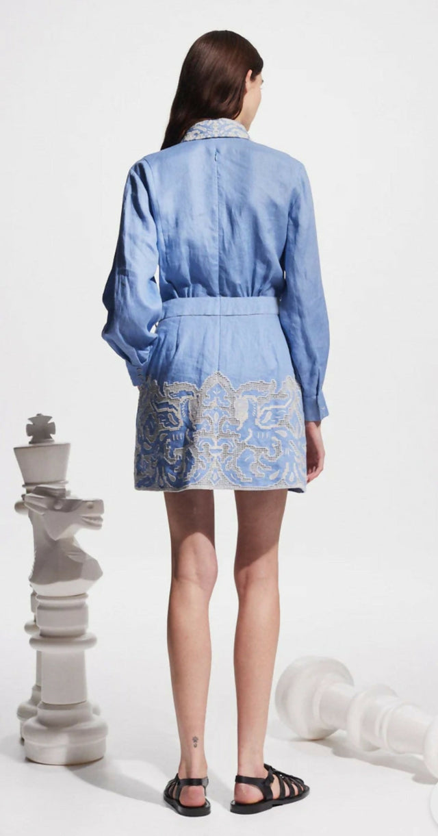 Alemais Arion Mini Dress Print Size AU 14 - 14 / Blue - Dresses