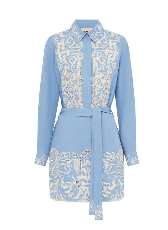 Alemais Arion Mini Dress Print Size AU 14 - 14 / Blue - Dresses