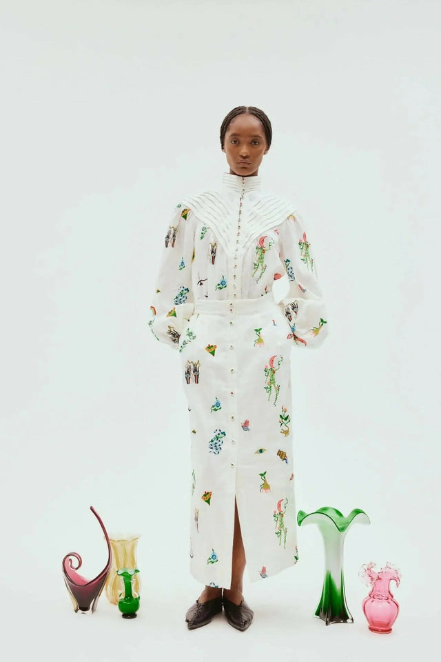 Alemais Atticus Embroidered Shirt - 12 / Print - Shirts & Tops