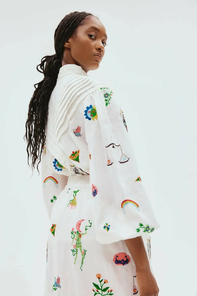 Alemais Atticus Embroidered Shirt - 12 / Print - Shirts & Tops