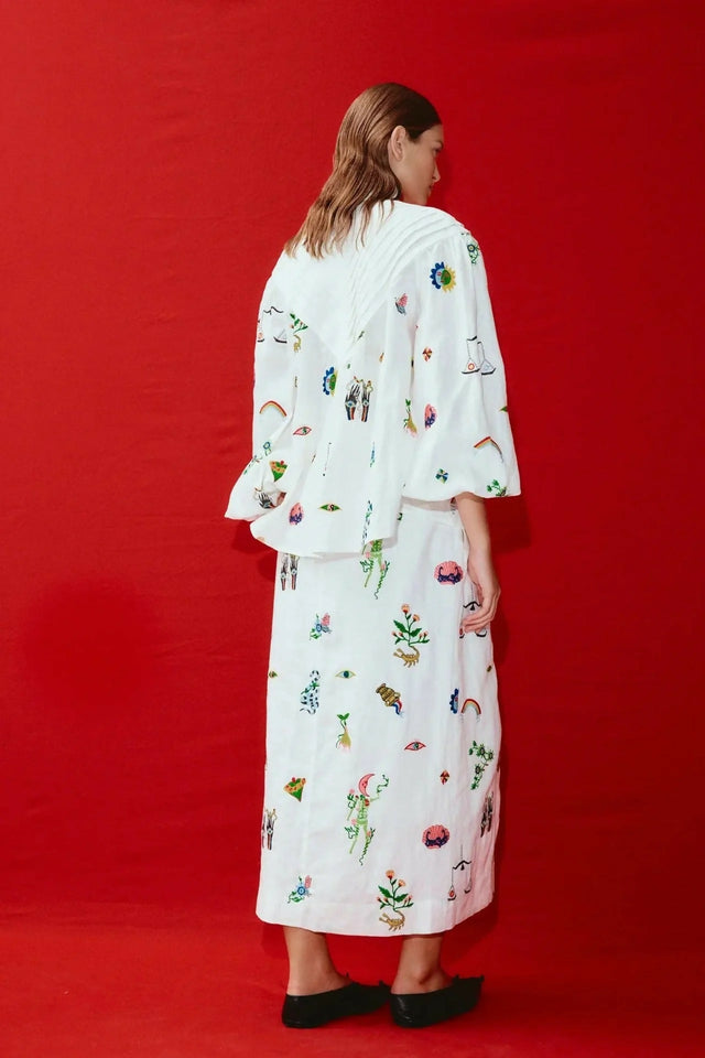 Alemais Atticus Embroidered Shirt - 12 / Print - Shirts & Tops