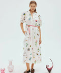 Alemais Atticus Embroidered Shirtdress Cream Print Size 14 - Dresses
