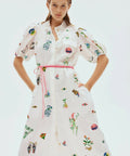 Alemais Atticus Embroidered Shirtdress Cream Print Size 14 - Dresses