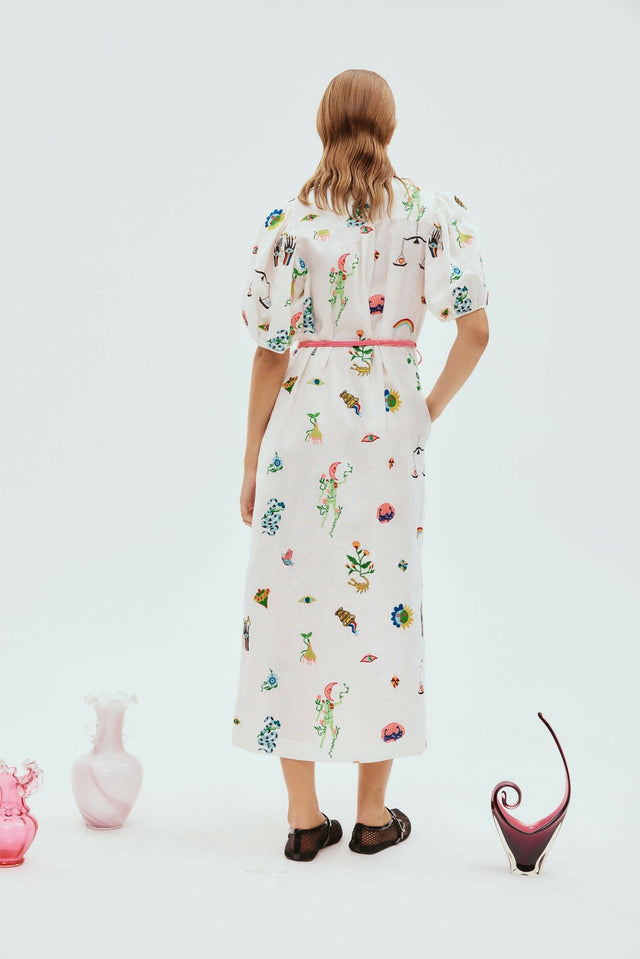 Alemais Atticus Embroidered Shirtdress In Cream - 12 / Multi - Dresses