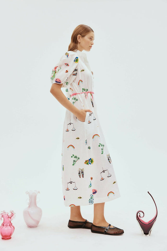 Alemais Atticus Embroidered Shirtdress In Cream - 12 / Multi - Dresses