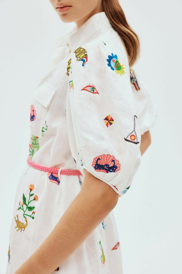 Alemais Atticus Embroidered Shirtdress In Cream - 12 / Multi - Dresses