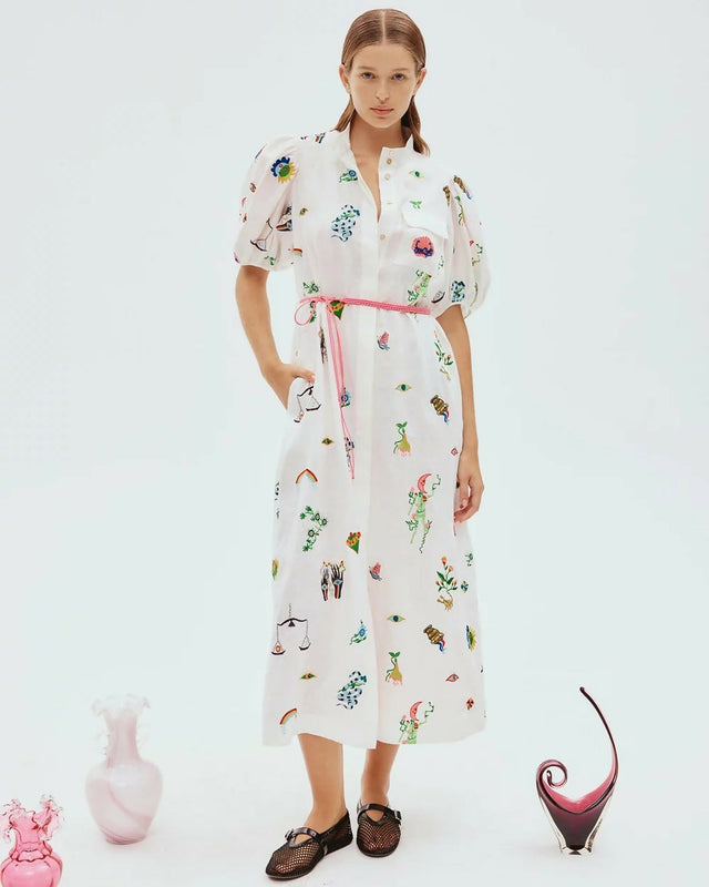 Alemais Atticus Shirtdress Print Size AU 14 - 14 / White - Dresses