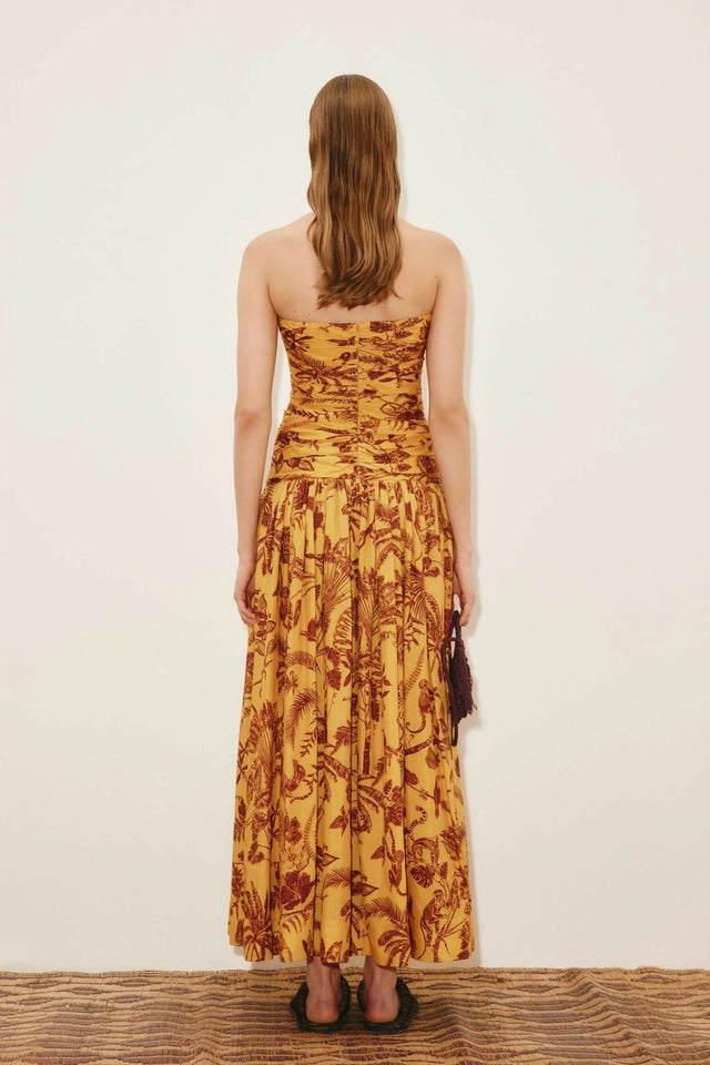 Alemais Banana Blossom Ruched Gown - 8 / Yellow - Dresses
