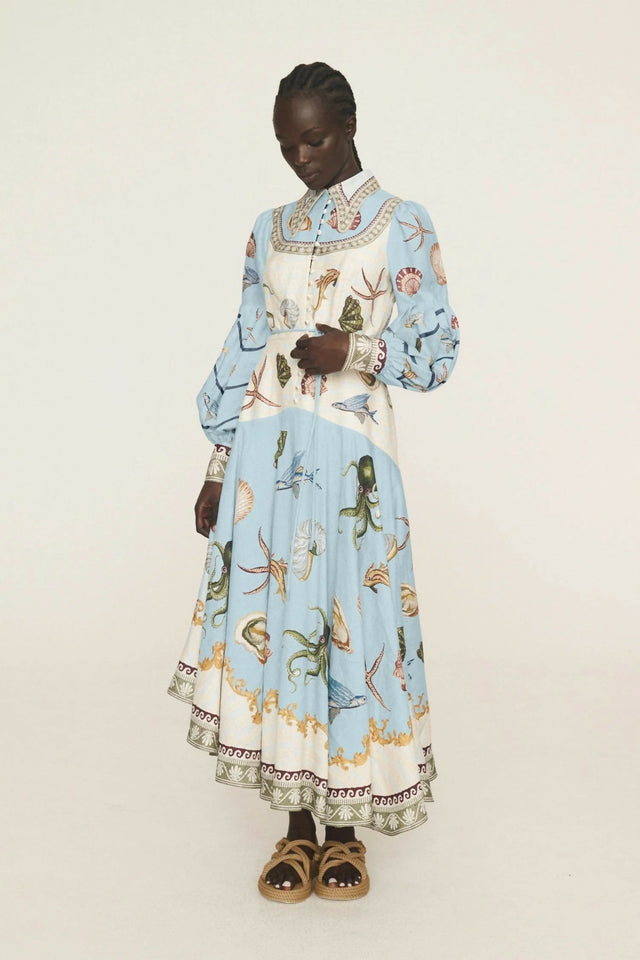 Alemais Bath House Shirt Midi Dress Print Size 16 - 16 / Print - Dresses