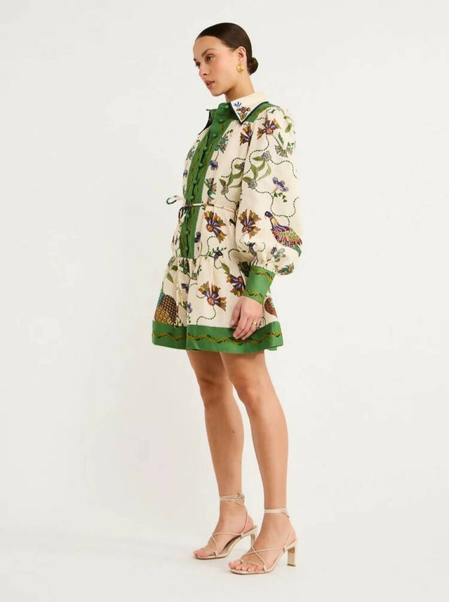 Alemais Birdie Mini Dress Multi Print Size 14 & 16 - Dresses