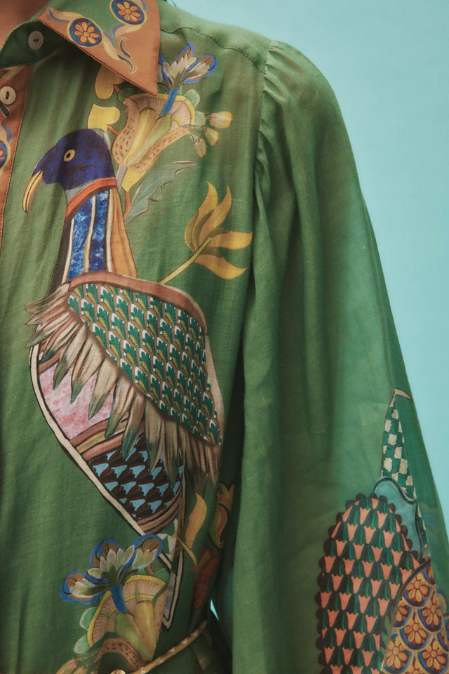Alemais Birdie Shirtdress - 14 / Green - Dresses