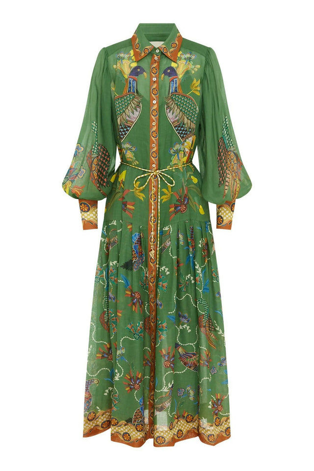 Alemais Birdie Shirtdress - 14 / Green - Dresses