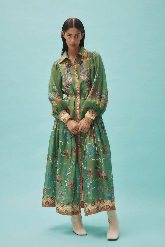 Alemais Birdie Shirtdress - 14 / Green - Dresses