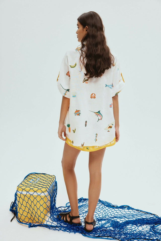 Alemais Blue Marlin Embroidered Shirt - 14 / Print - Tops