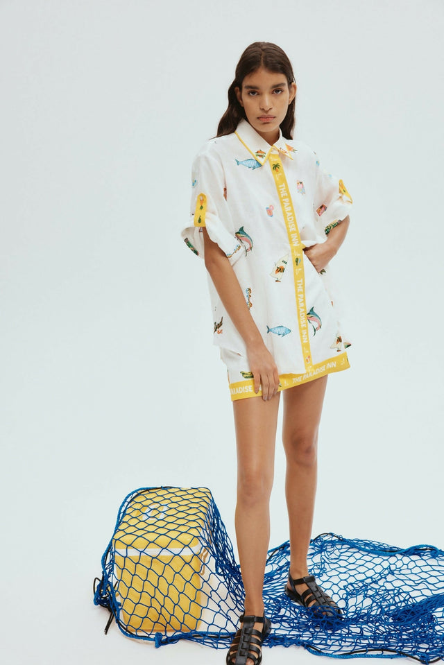 Alemais Blue Marlin Embroidered Shirt - 14 / Print - Tops