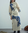 Alemais Blue Rider Pleat Sleeve Midi Dress Cream Print Size 14 - 14 / Print - Dresses