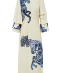 Alemais Blue Rider Pleat Sleeve Midi Dress Cream Print Size 14 - 14 / Print - Dresses