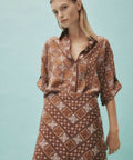 ALEMAIS - Alemais Carmella Silk Shirt and Cotton Drill Mini Skirt Set