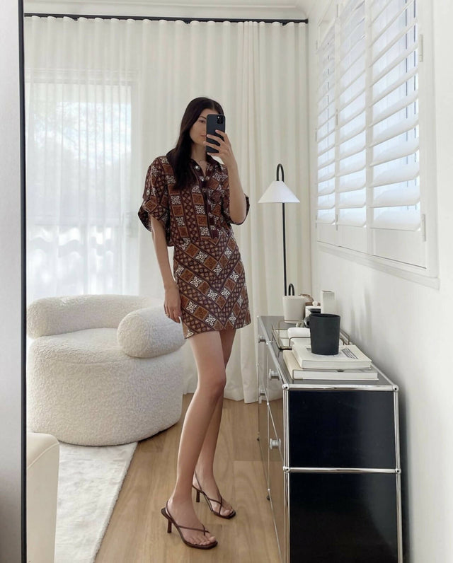 ALEMAIS - Alemais Carmella Silk Shirt and Cotton Drill Mini Skirt Set