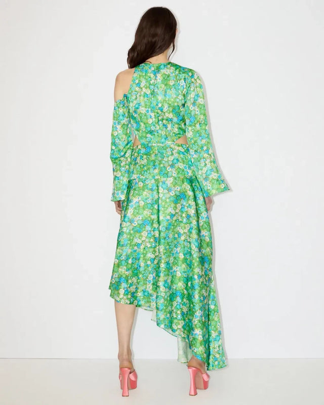 Alemais Cassandra Cut out Midi Dress Green Floral Size 10