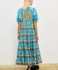 Alemais Casssie Tiered Midi Dress Blue Print - 16 / Blue - Dresses