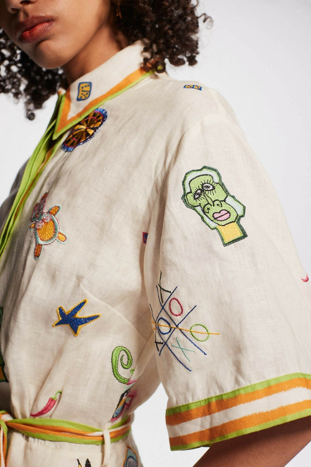 Alemais Checkers Embroidered Mini Dress Print Size AU 14 - 14 / Print - Dresses