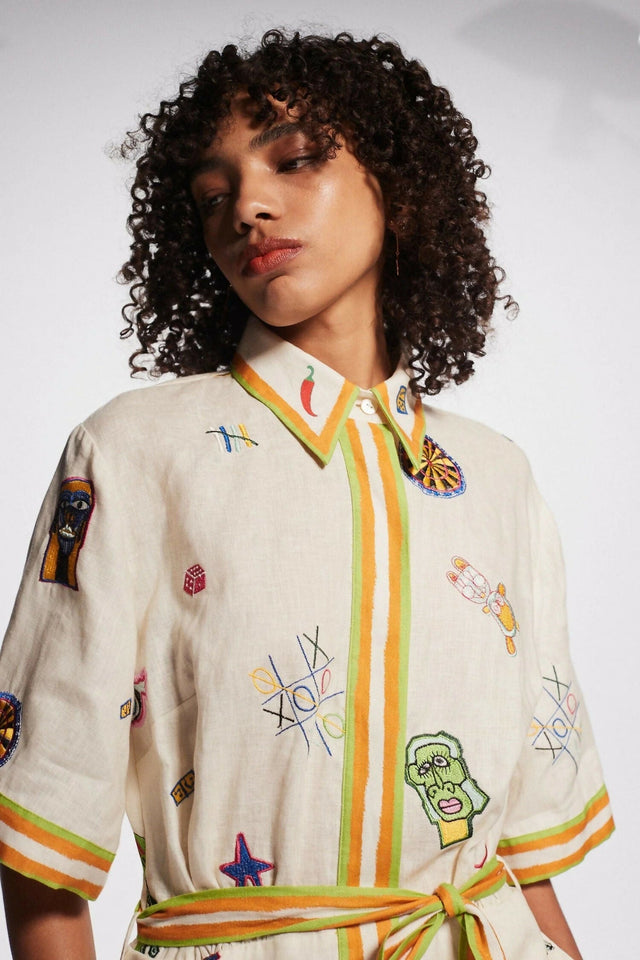 Alemais Checkers Embroidered Mini Dress Print Size AU 14 - 14 / Print - Dresses