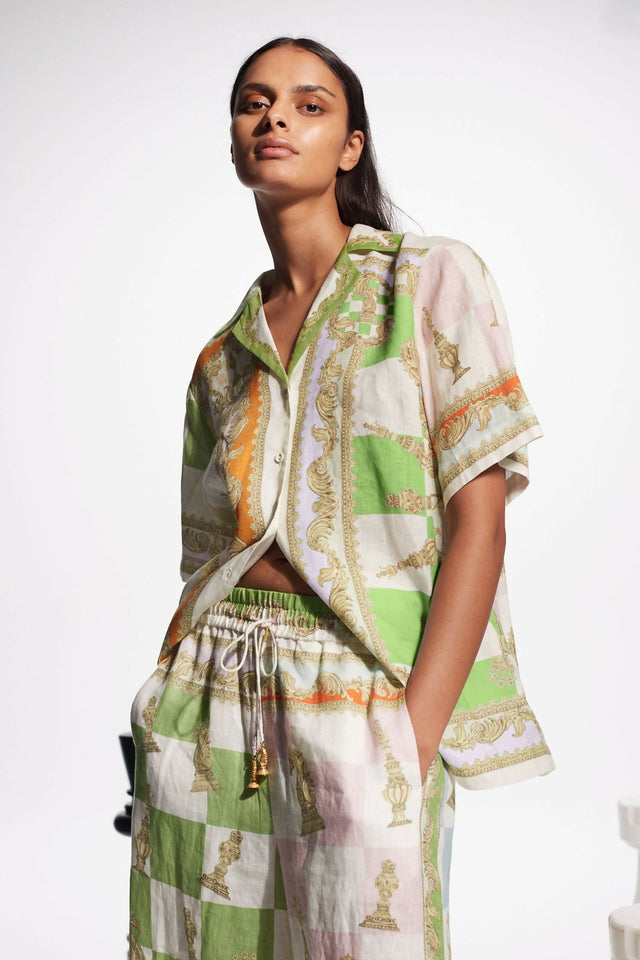Alemais Checkmate Linen Shirt and Pants Set Multi Size 14 & 16 - Outfit Sets