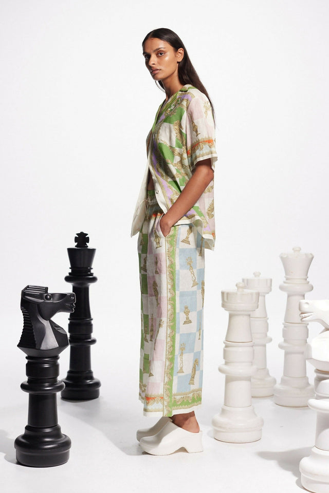 Alemais Checkmate Linen Shirt and Pants Set Multi Size 14 & 16 - Outfit Sets