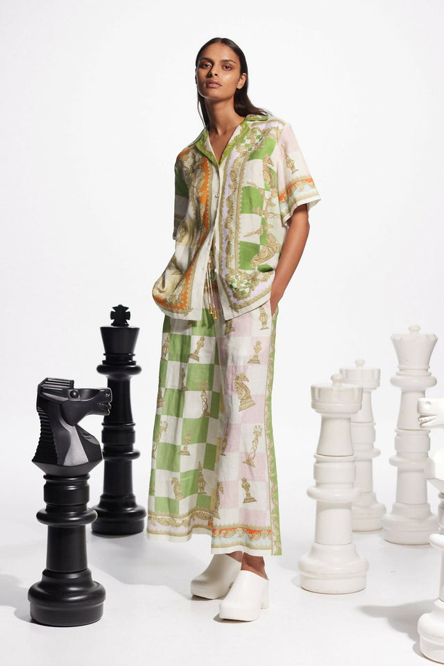 Alemais Checkmate Linen Shirt and Pants Set Multi Size 14 & 16 - Outfit Sets