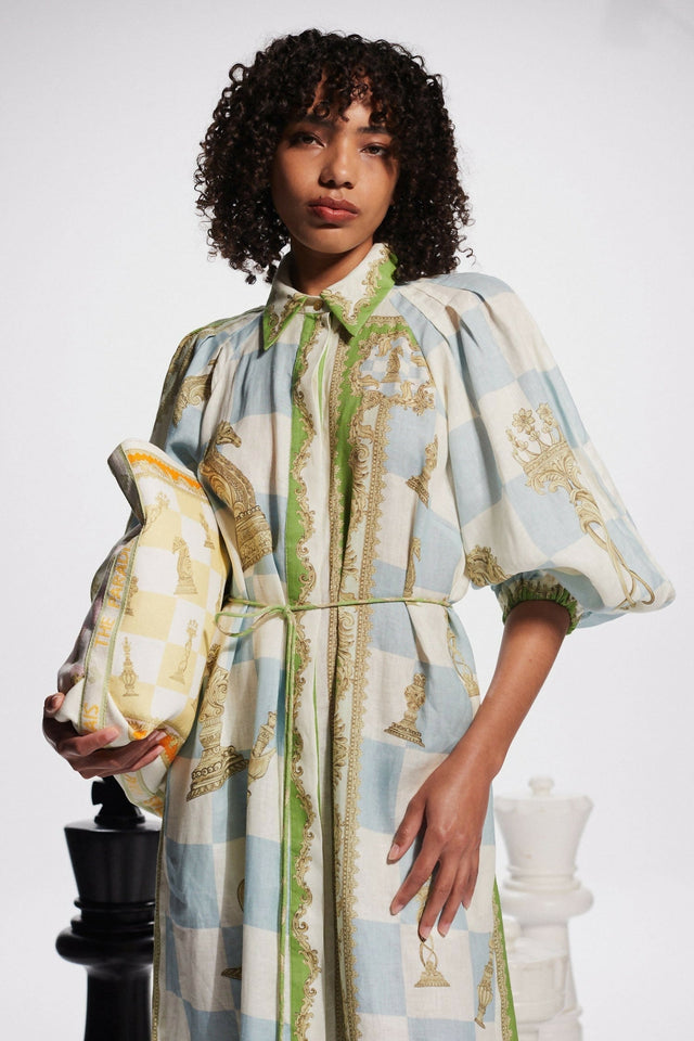 Alemais Checkmate Linen Shirtdress In Multi - 8 / Multi - Dresses
