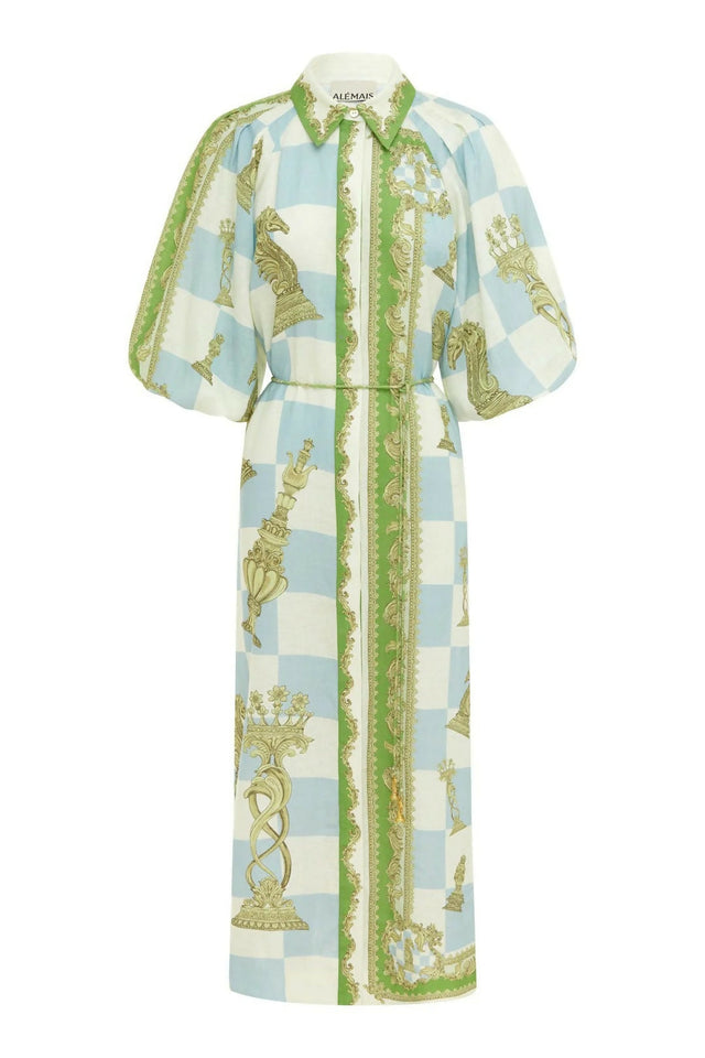 Alemais Checkmate Linen Shirtdress Print Size AU 14 - 14 / Print - Dresses