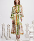 Alemais Checkmate Silk Midi Shirtdress Multi Size 16 - 16 / Print - Dresses